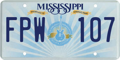 MS license plate FPW107