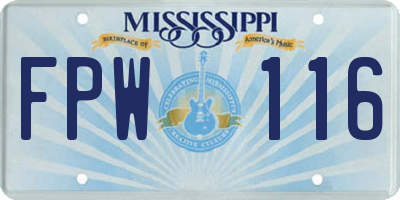 MS license plate FPW116