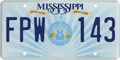 MS license plate FPW143