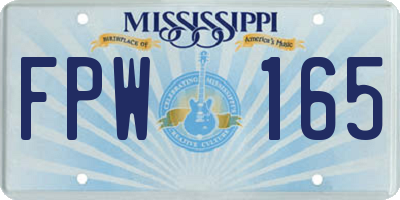 MS license plate FPW165