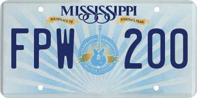 MS license plate FPW200