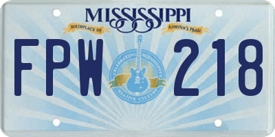 MS license plate FPW218