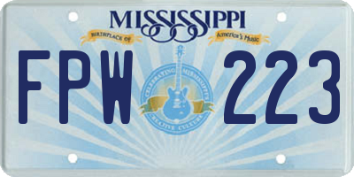 MS license plate FPW223