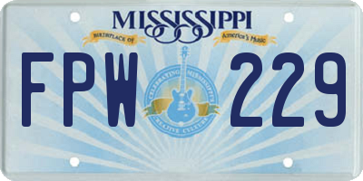 MS license plate FPW229