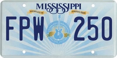 MS license plate FPW250
