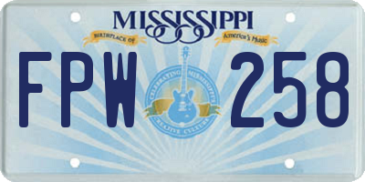 MS license plate FPW258