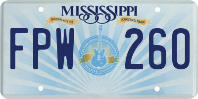 MS license plate FPW260