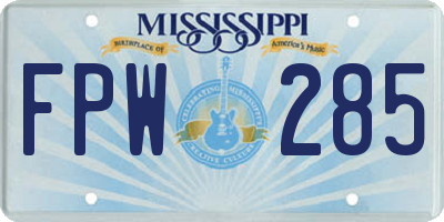 MS license plate FPW285