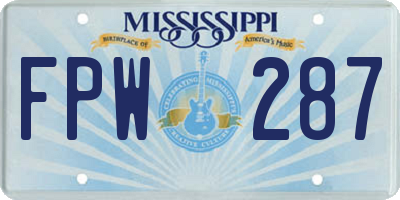 MS license plate FPW287