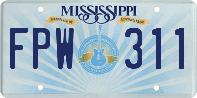MS license plate FPW311