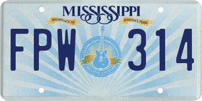 MS license plate FPW314