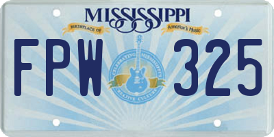 MS license plate FPW325