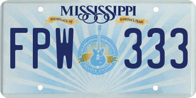 MS license plate FPW333