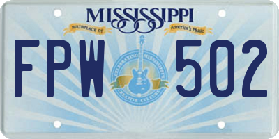 MS license plate FPW502