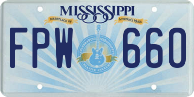 MS license plate FPW660