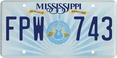 MS license plate FPW743