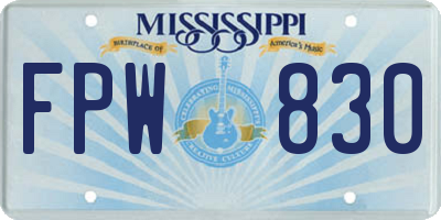MS license plate FPW830