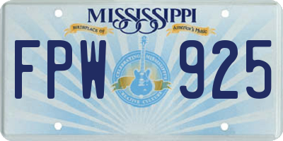 MS license plate FPW925