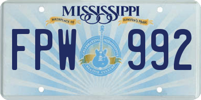 MS license plate FPW992