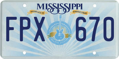 MS license plate FPX670