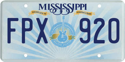 MS license plate FPX920