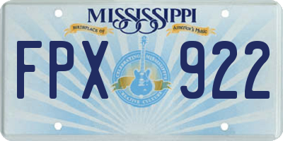 MS license plate FPX922