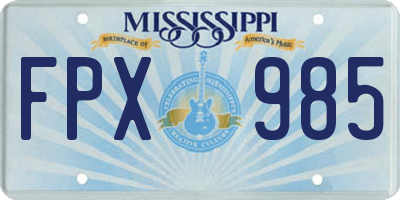 MS license plate FPX985