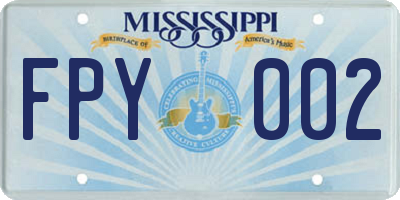 MS license plate FPY002