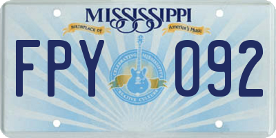MS license plate FPY092