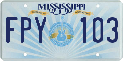 MS license plate FPY103