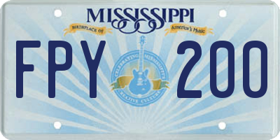 MS license plate FPY200