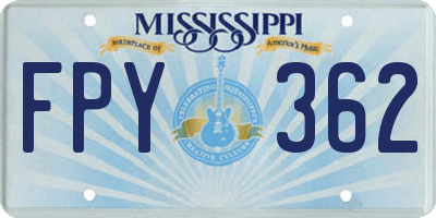 MS license plate FPY362