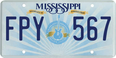 MS license plate FPY567