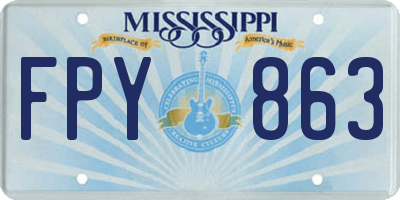 MS license plate FPY863
