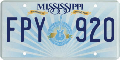 MS license plate FPY920