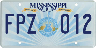 MS license plate FPZ012