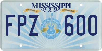 MS license plate FPZ600