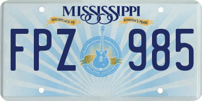 MS license plate FPZ985