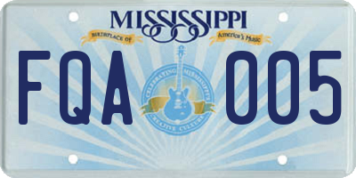 MS license plate FQA005