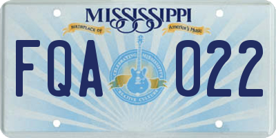 MS license plate FQA022