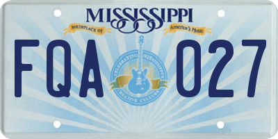 MS license plate FQA027