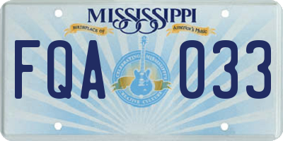 MS license plate FQA033