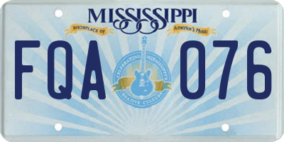 MS license plate FQA076
