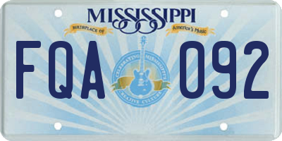 MS license plate FQA092
