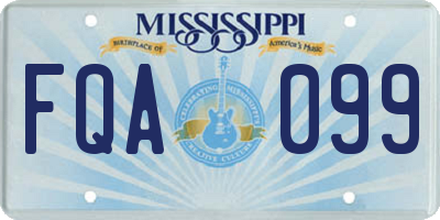 MS license plate FQA099