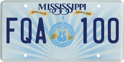 MS license plate FQA100