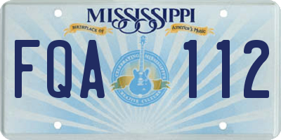 MS license plate FQA112