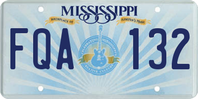 MS license plate FQA132