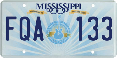 MS license plate FQA133