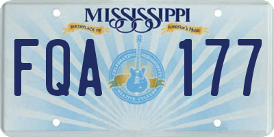 MS license plate FQA177